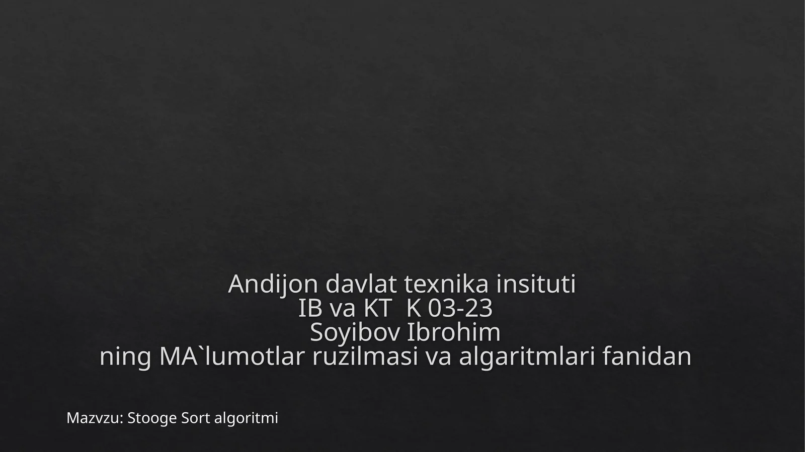 Stooge Sort algoritmi