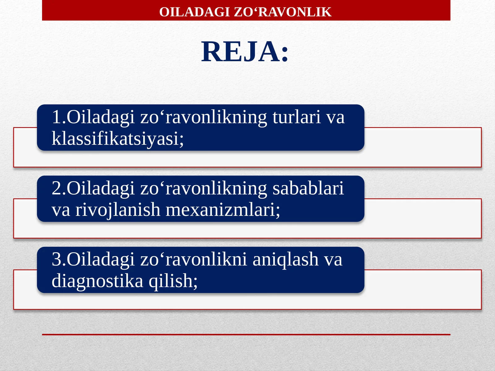 OILADAGI ZO‘RAVONLIK