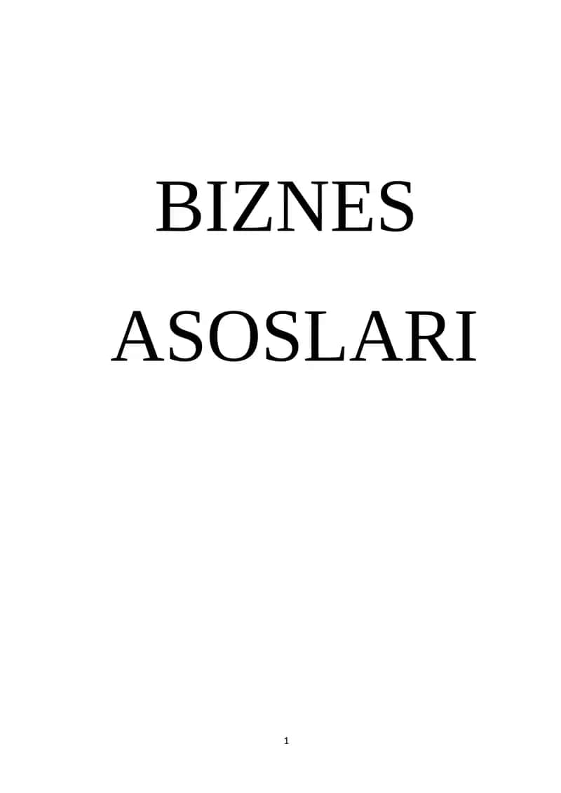 Biznes asoslaridan test