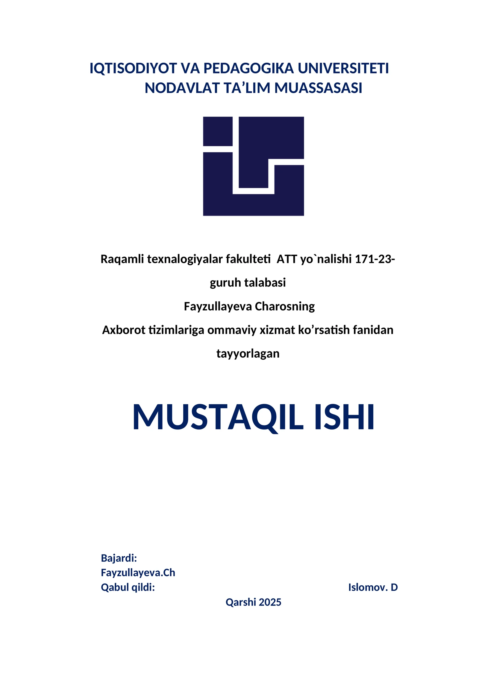 Markov jarayonlari va navbat tizimlarida tatbiqi