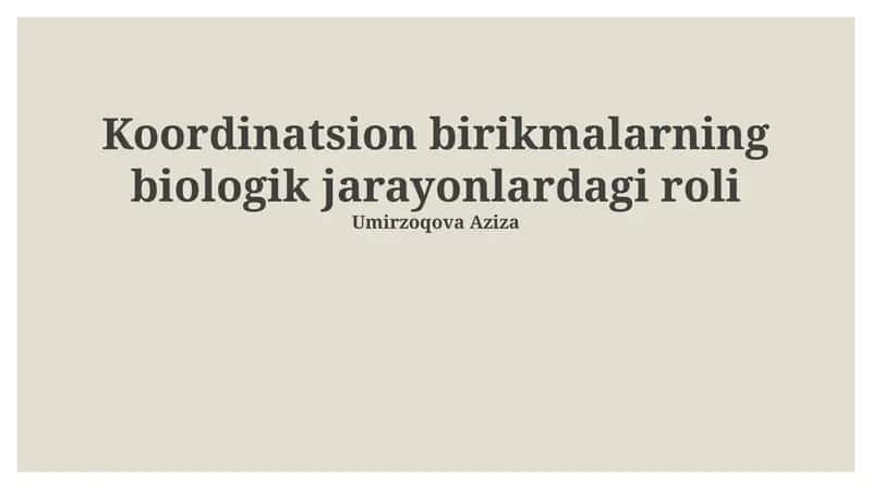 Metalloproteinlar va Metalloenzimlar: Biologik Funksiyalarning Asosiy Elementlari