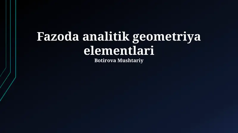 Fazoda analitik geometriya elementlari