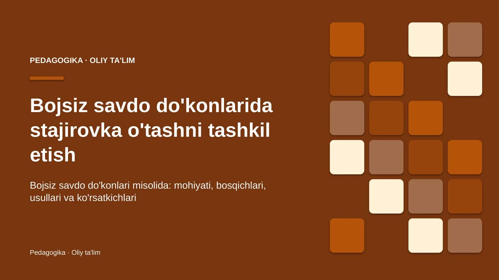 Stajirovka o'tashni tashkil etish: mohiyati