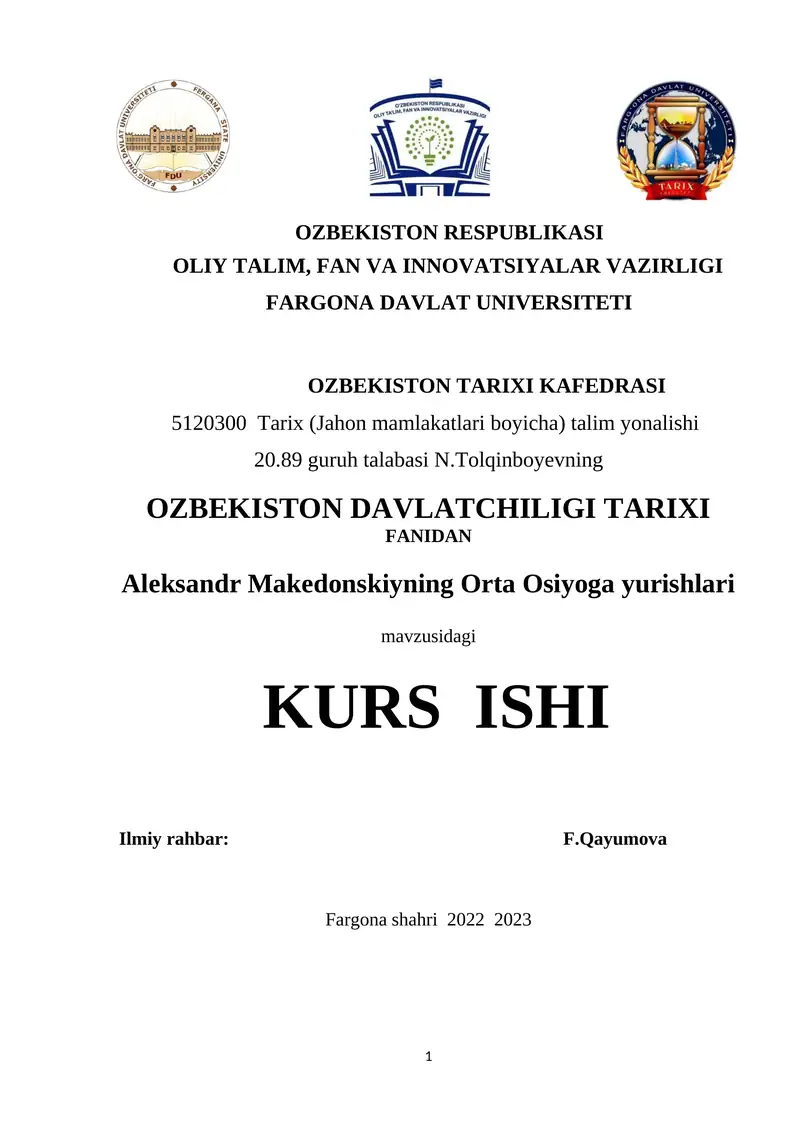 Aleksandr Makedonskiyning O'rta Osiyoga yurishlari