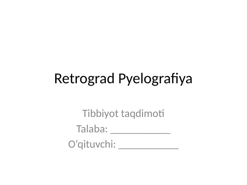 Retrograd Pyelografiya