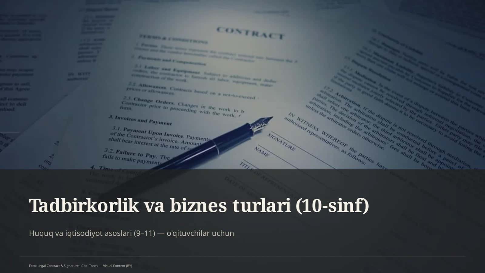 Tadbirkorlik va biznes turlari (10-sinf)