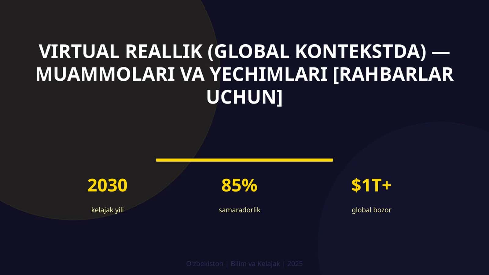 Virtual reallik (global kontekstda) — muammolari va yechimlari [rahbarlar uchun]
