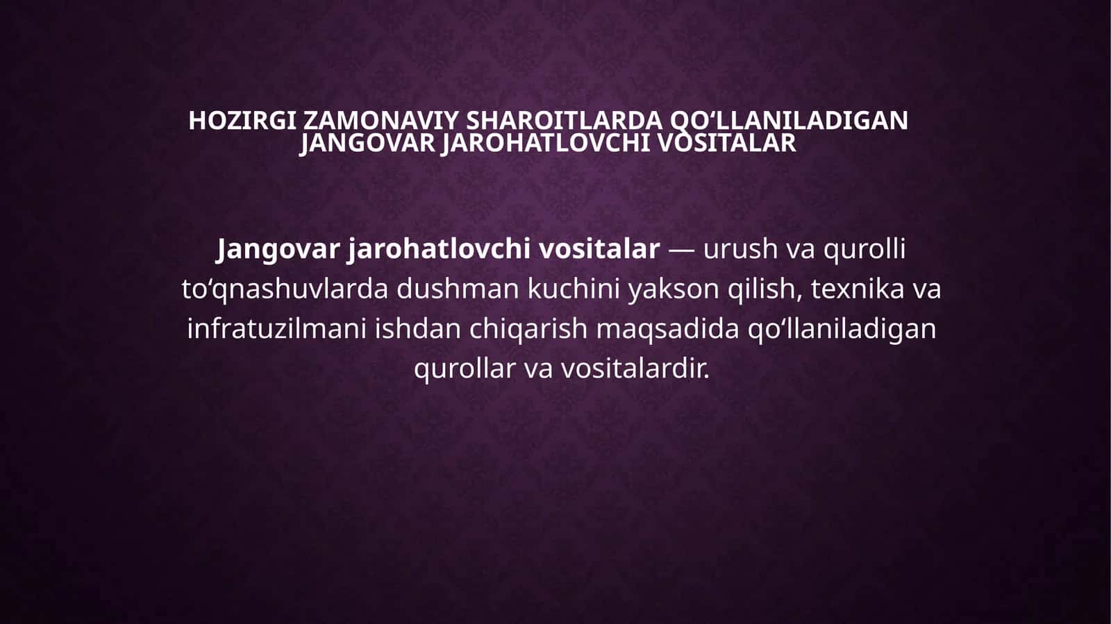 Jangovar jarohatlovchi vositalar
