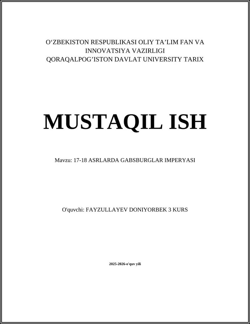 Gabsburglar Imperiyasi Tuzilishi