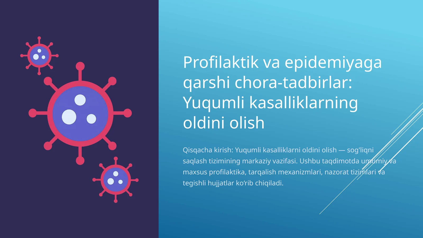 Profilaktik va epidemiyaga qarshi chora-tadbirlar: Yuqumli kasalliklarning oldini olish
