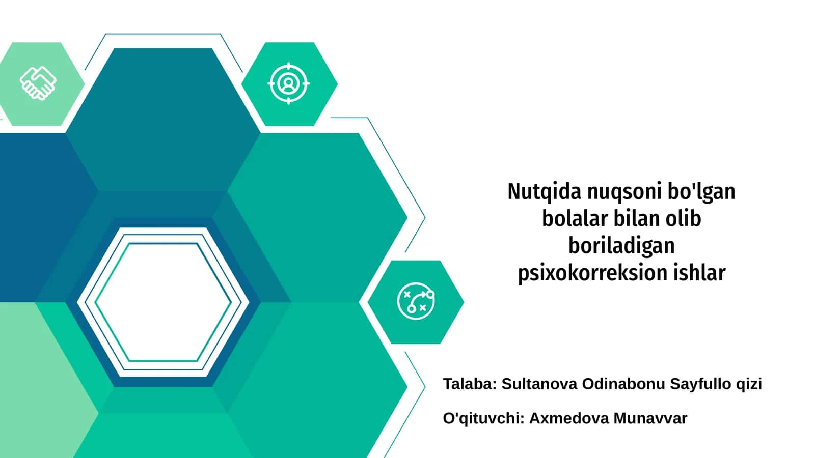 Nutqida nuqsoni bo'lgan bolalar bilan olib boriladigan psixokorreksion ishlar