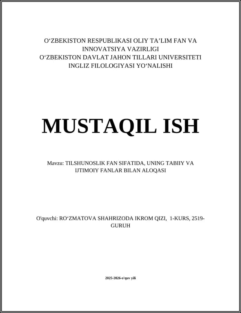 Tilshunoslikning fan sifatidagi mohiyati va ilmiy metodlari