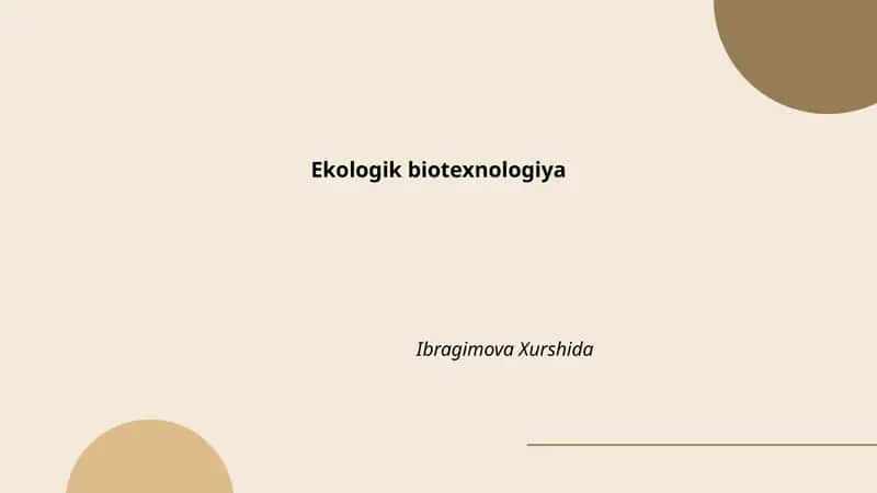 Ekologik biotexnologiya