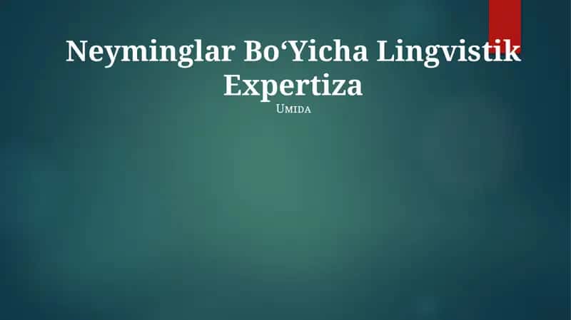 Neyminglar BoʻYicha Lingvistik Expertiza