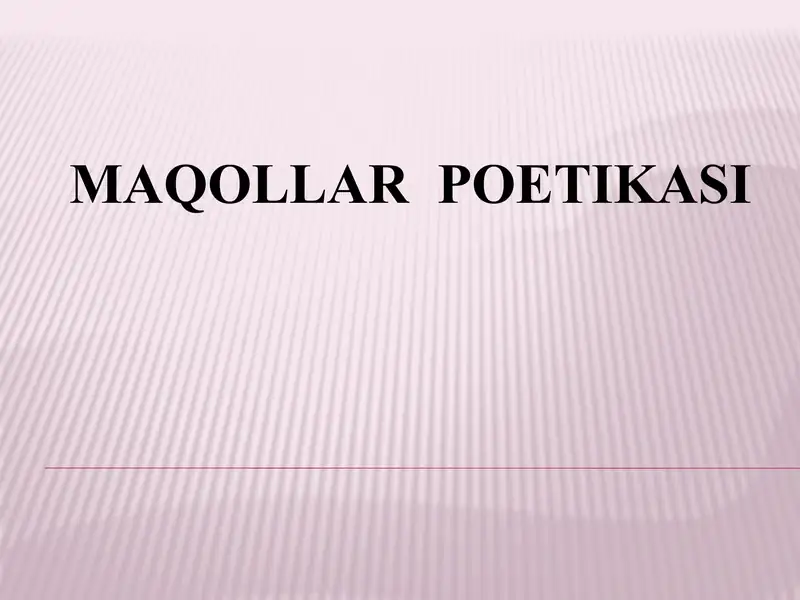 Maqollar  poetikasi