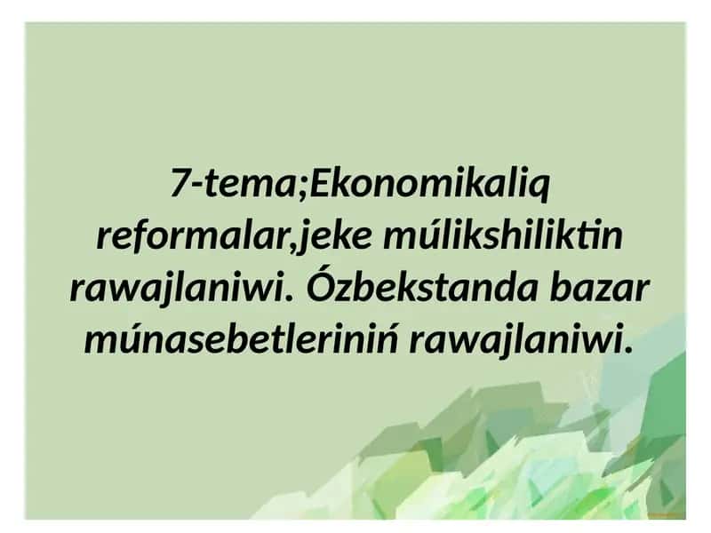 Ekonomikaliq reformalar qaraqalpaqsha