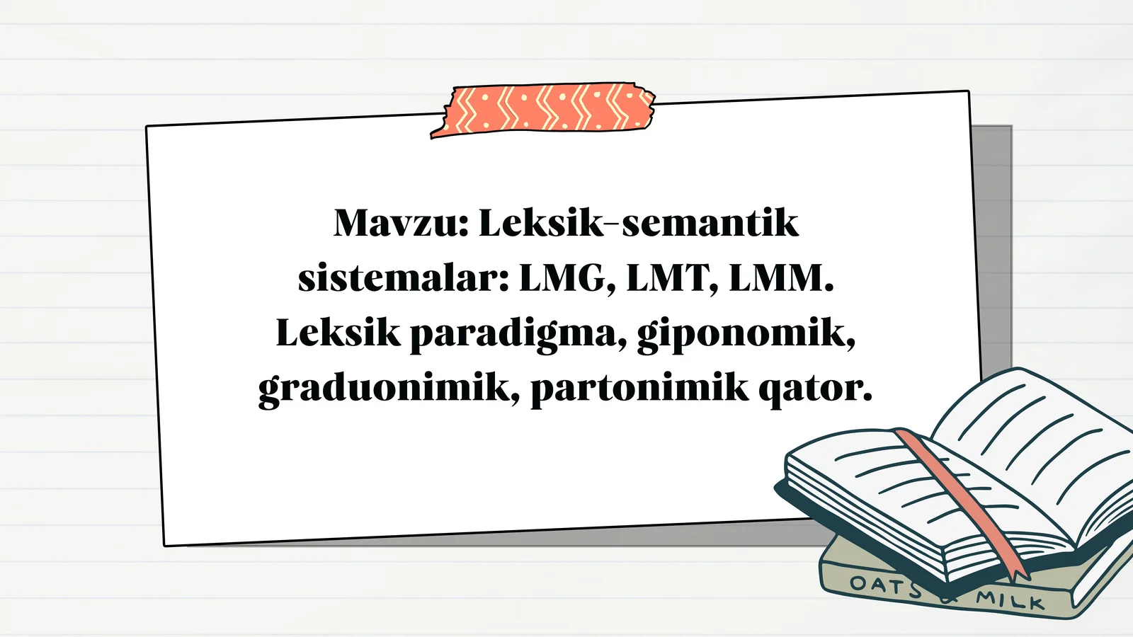 Leksik-semantik sistemalar LMG, LMT, LMM. Leksik paradigma, giponomik, graduonimik, partonimik qator.