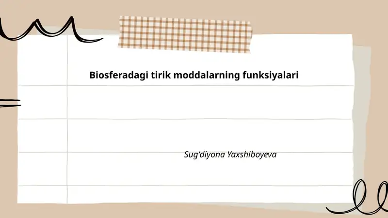 Biosferadagi tirik moddalarning funksiyalari