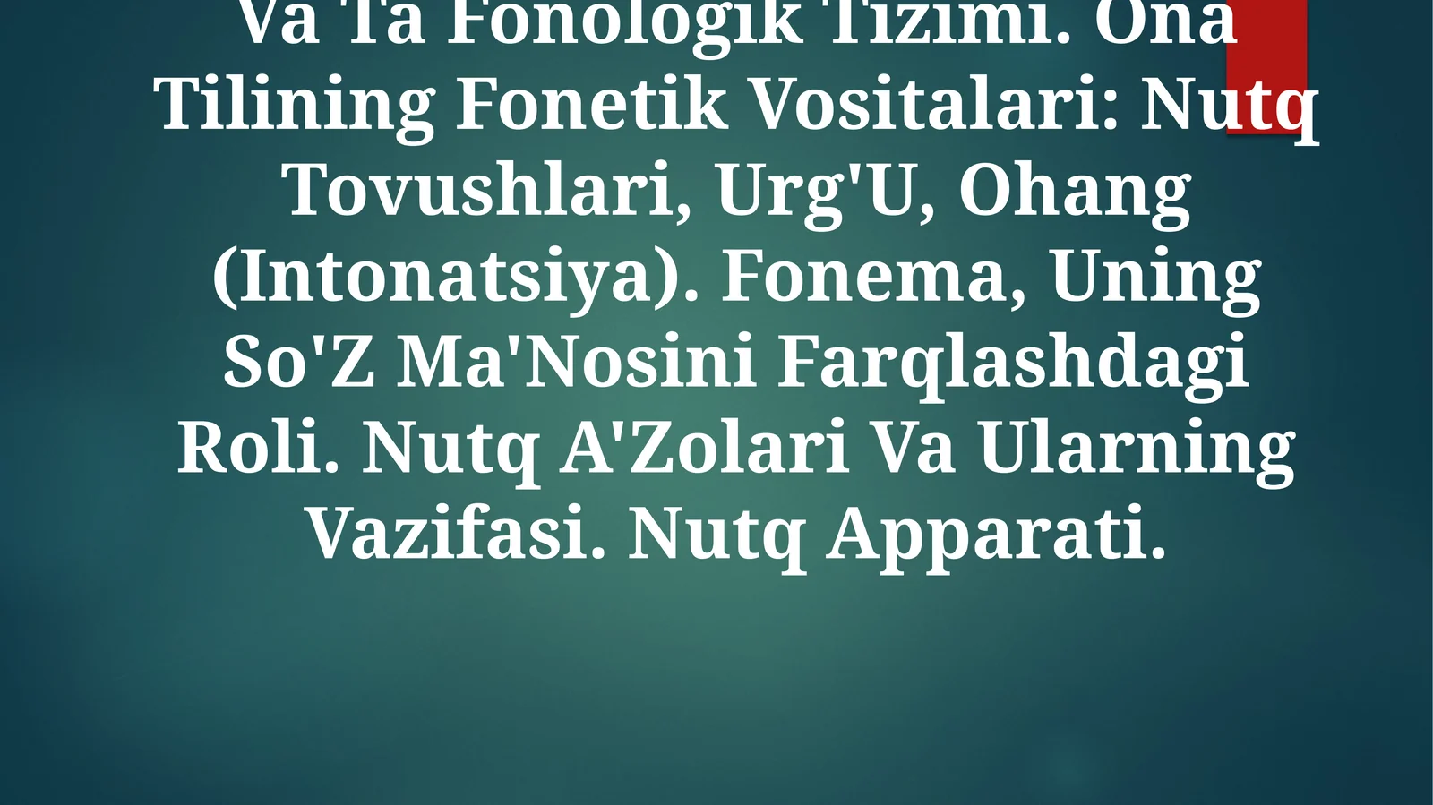 Fonetika Va Fonologiya