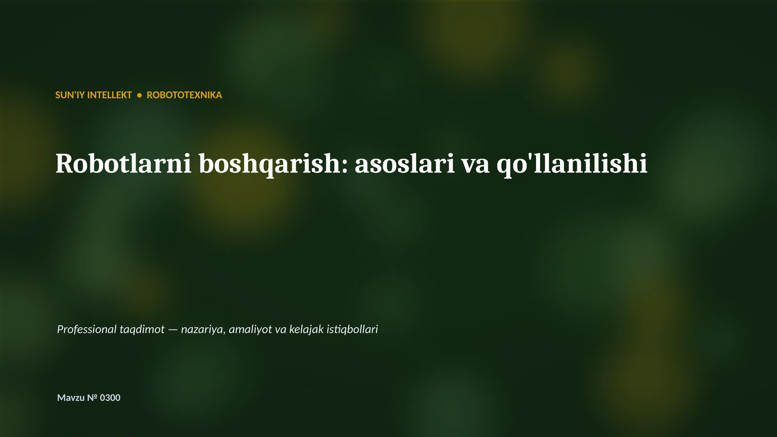 Robototexnika - asoslar