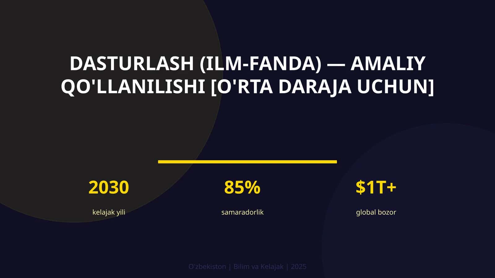 Dasturlash (ilm-fanda) — amaliy qo'llanilishi [o'rta daraja uchun]