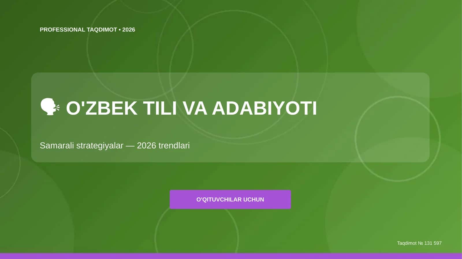 O'ZBEK TILI VA ADABIYOTI