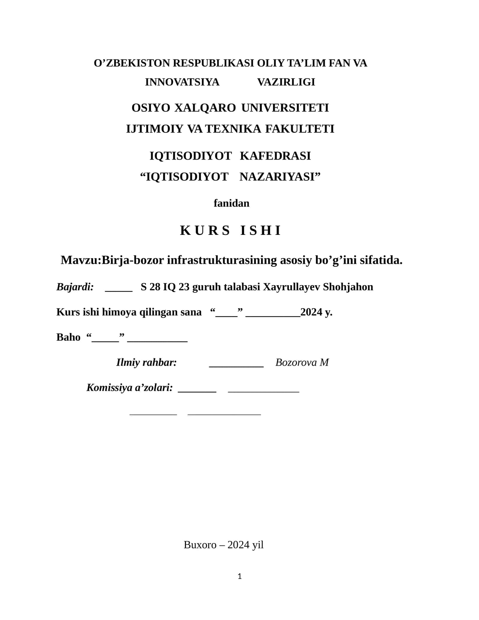 XIV "KURS ISHI" TAQRIZI
