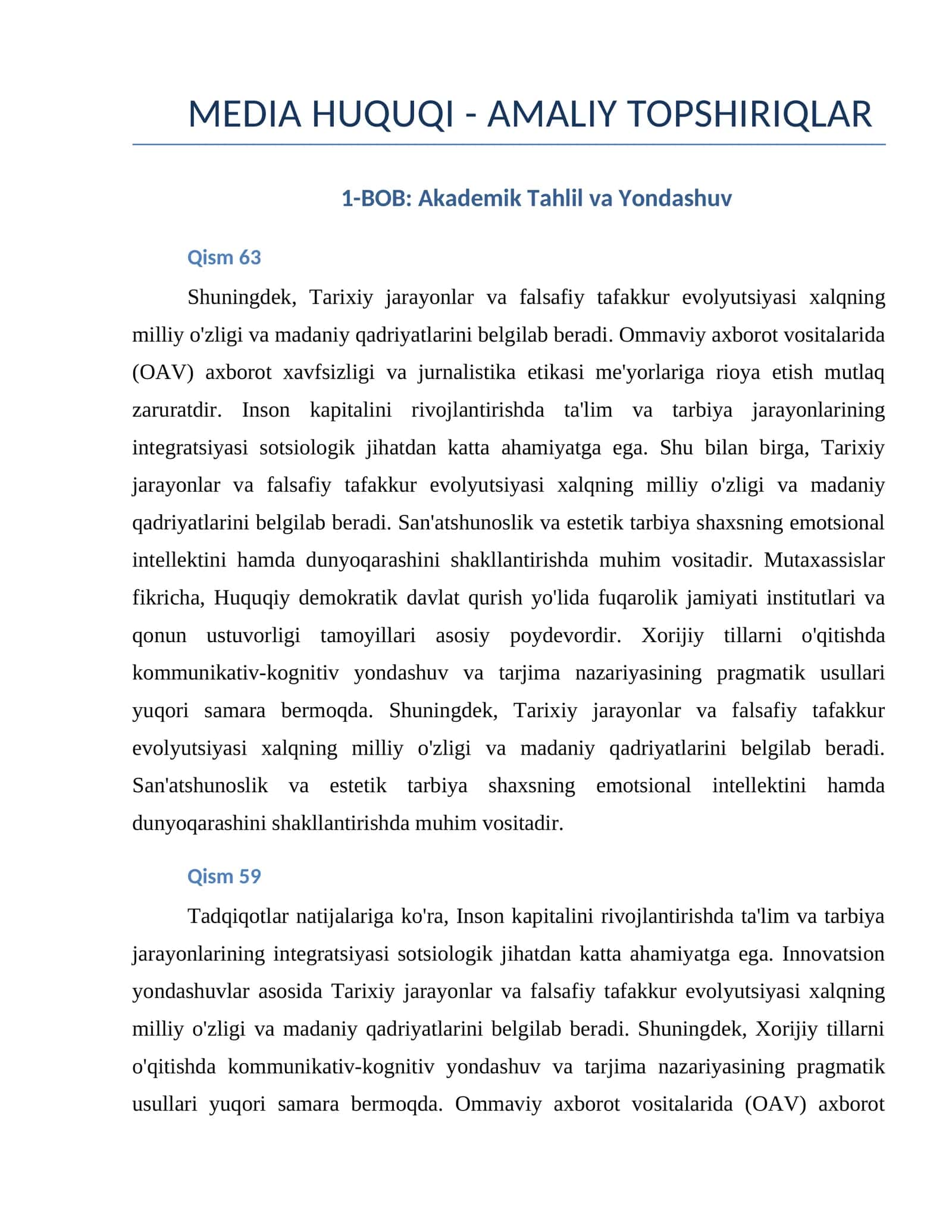Media Huquqi - Amaliy Topshiriq