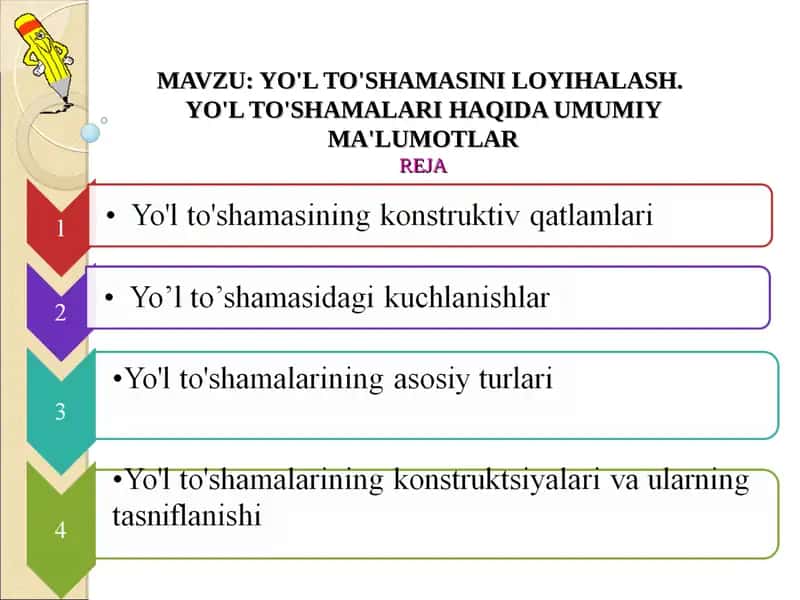 Avtomobil yo‘llarini loyihalash