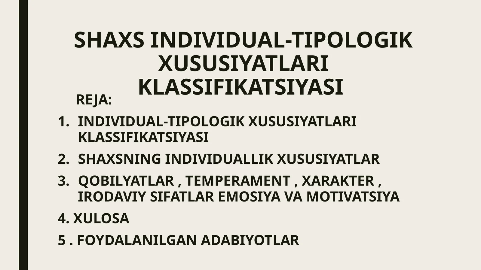 SHAXS INDIVIDUAL-TIPOLOGIK XUSUSIYATLARI KLASSIFIKATSIYASI