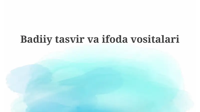 Adabiy tasvir va ifoda vositalari