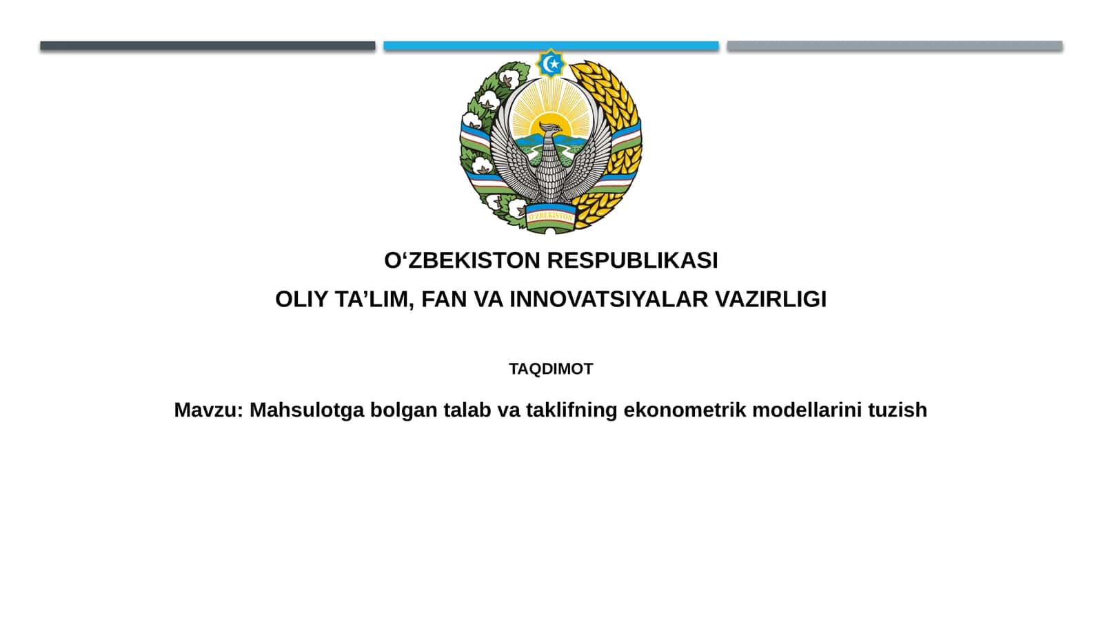 Mahsulotga talab va taklifning ekonometrik modellarini tuzish