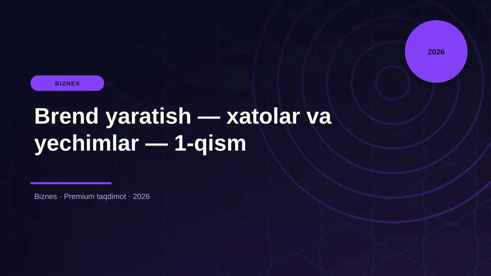 Brend yaratish — xatolar va yechimlar — 1-qism