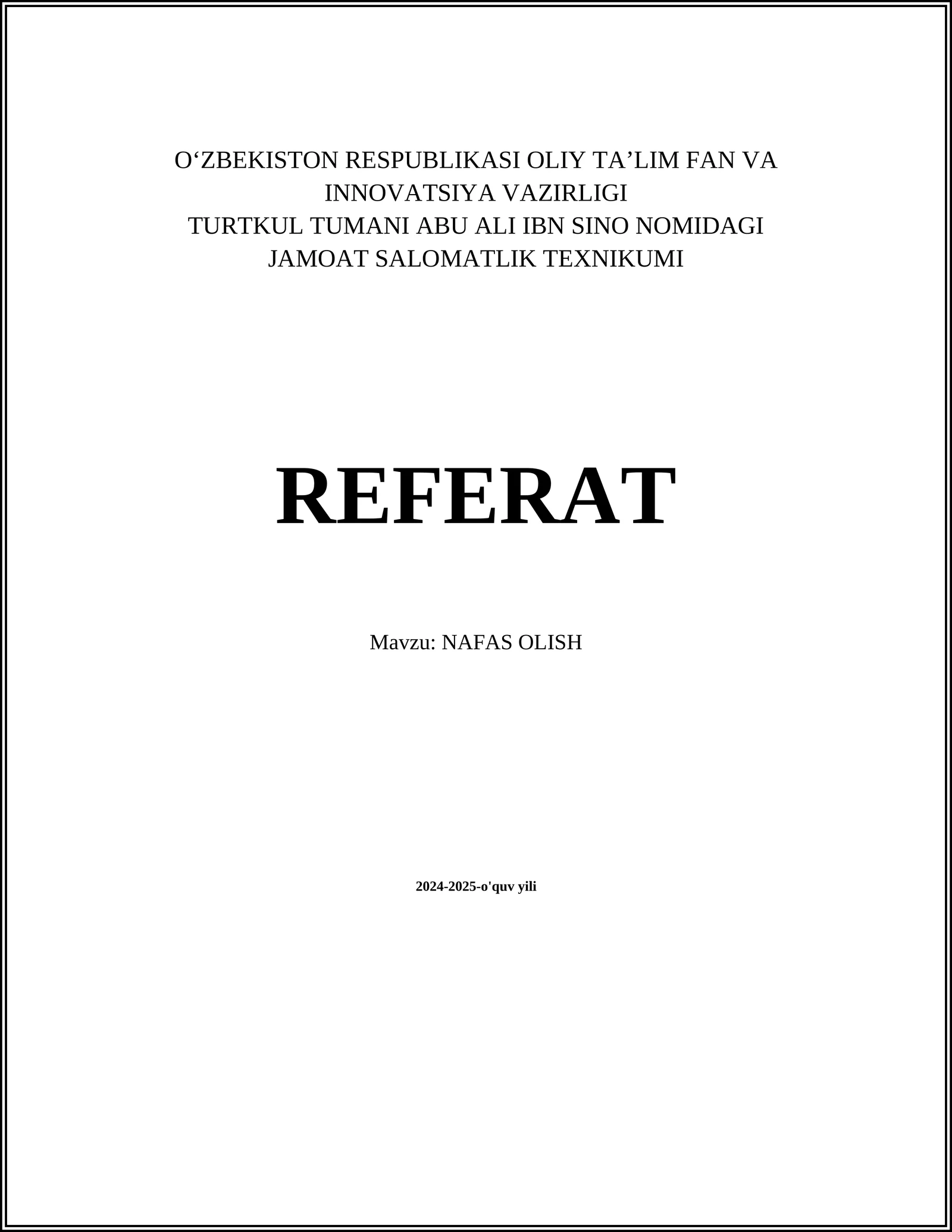 NAFAS OLISH