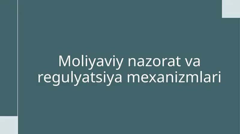 Moliyaviy nazorat va regulyatsiya mexanizmlari