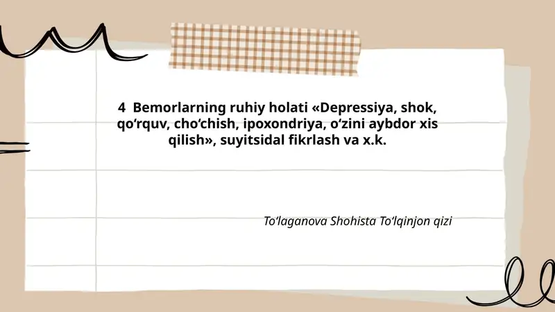 Bemorlarning ruhiy holati