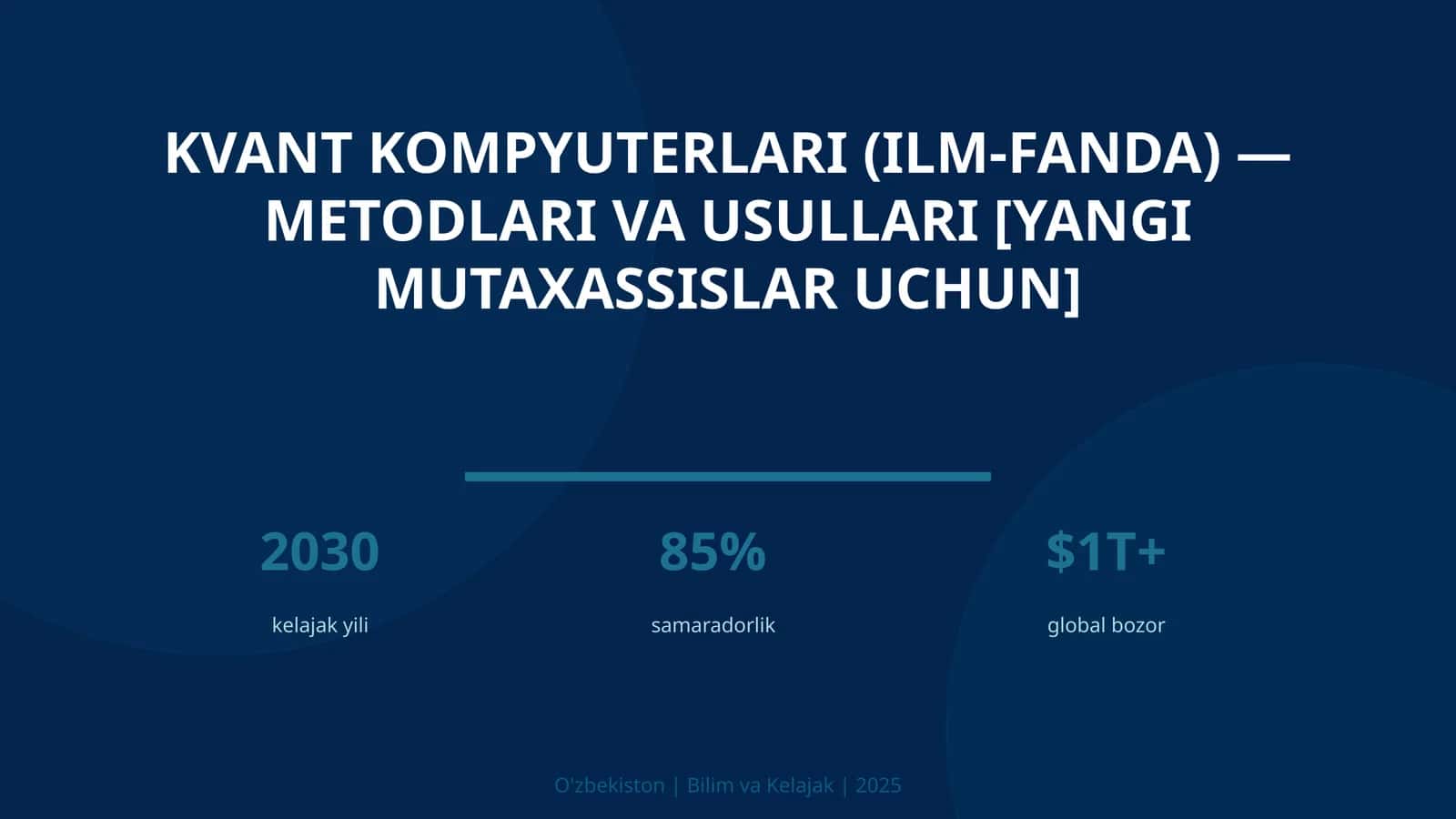 Kvant kompyuterlari (ilm-fanda) — metodlari va usullari [yangi mutaxassislar uchun]