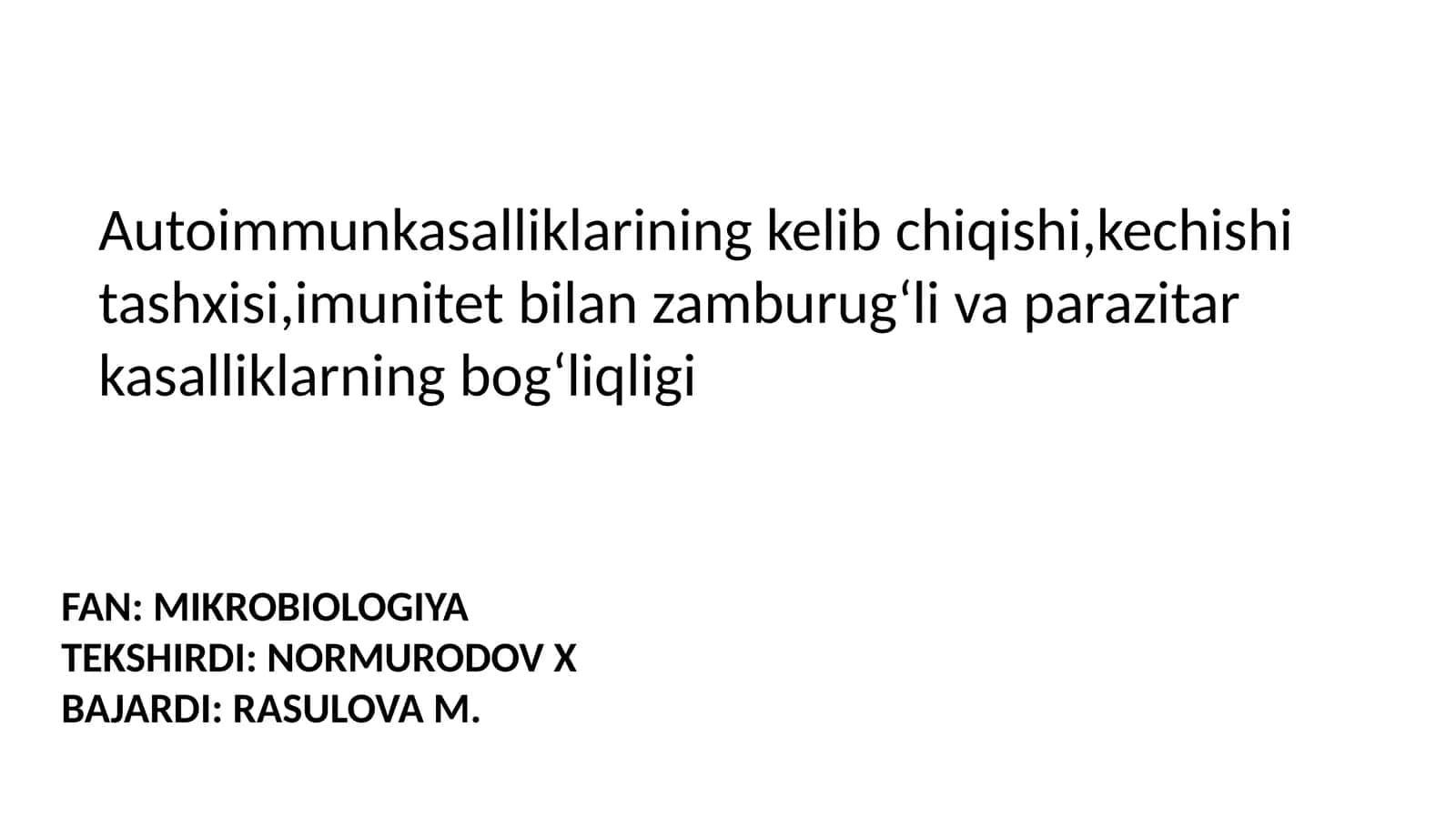 FAN: MIKROBIOLOGIYA