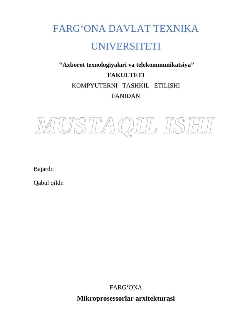 Mikroprosessorlar arxitekturasi