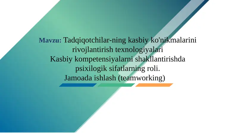 Tadqiqotchilar-ning kasbiy ko'nikmalarini rivojlantirish texnologiyalari
