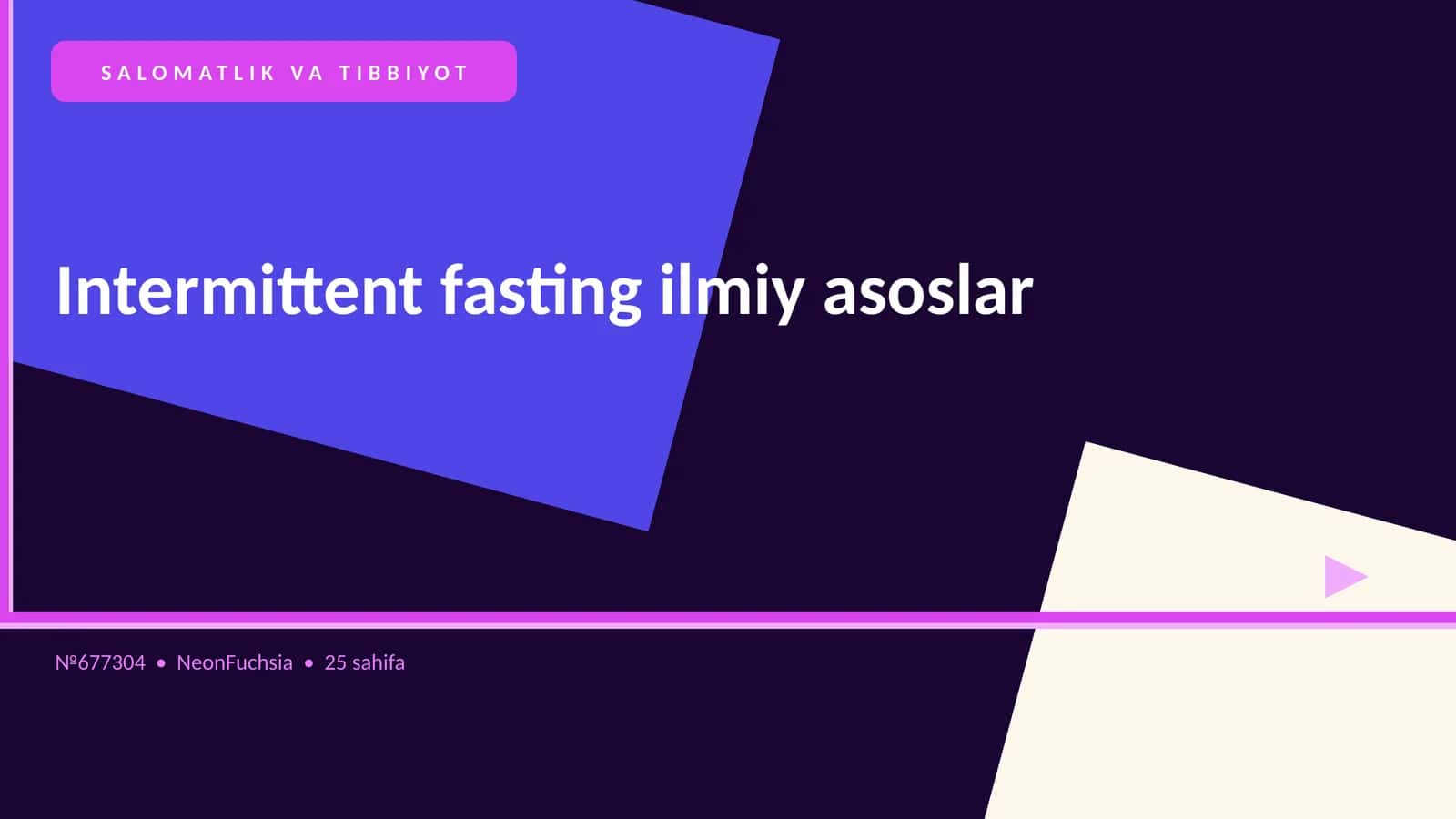 Salomatlik va Tibbiyot Intermittent Fasting Ilmiy Asoslar