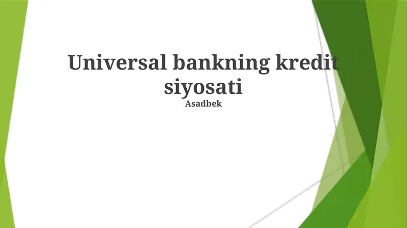Universal bankning kredit siyosati
