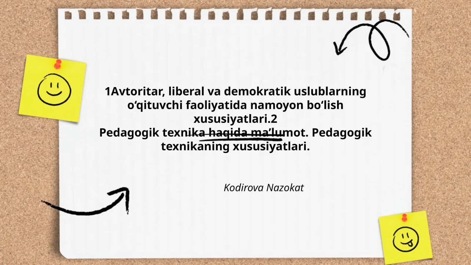 Pedagogik texnika xususiyatlari