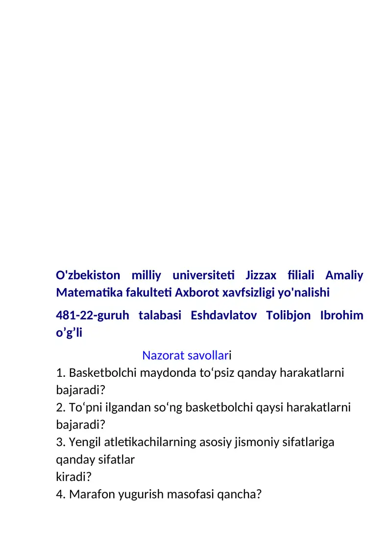 Basketbolchilar uchun jismoniy tayyorgarlik