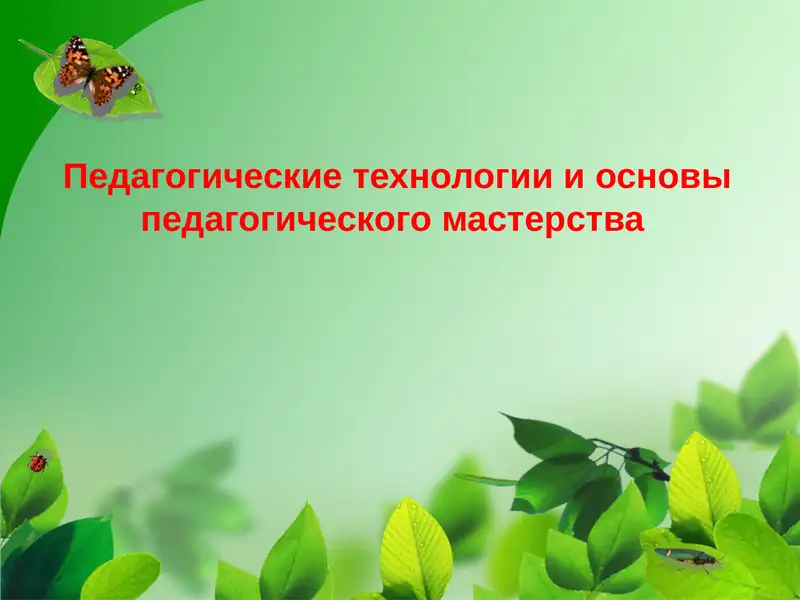 Педагогические технологии и основы педагогического мастерства