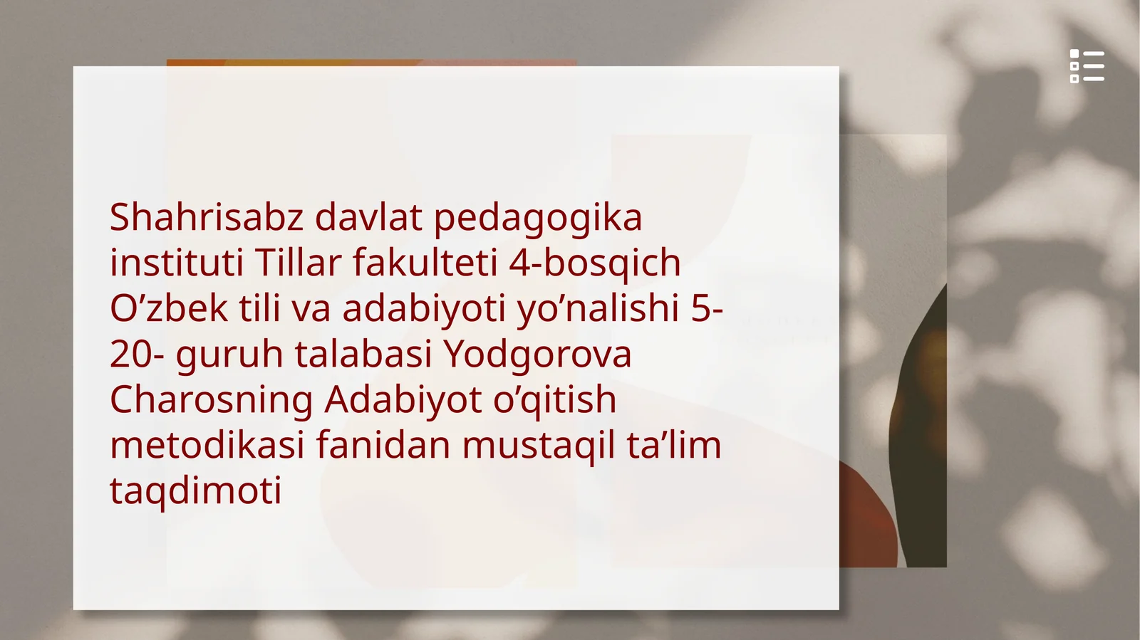 LEHNGSTON HYUZ. “RAHMAT SIZGA, XONIM”