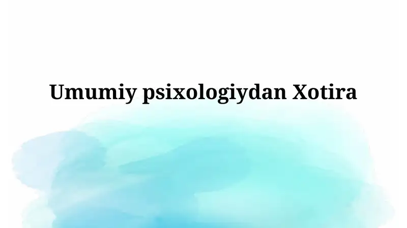 UmumiypsixologiydanXotira