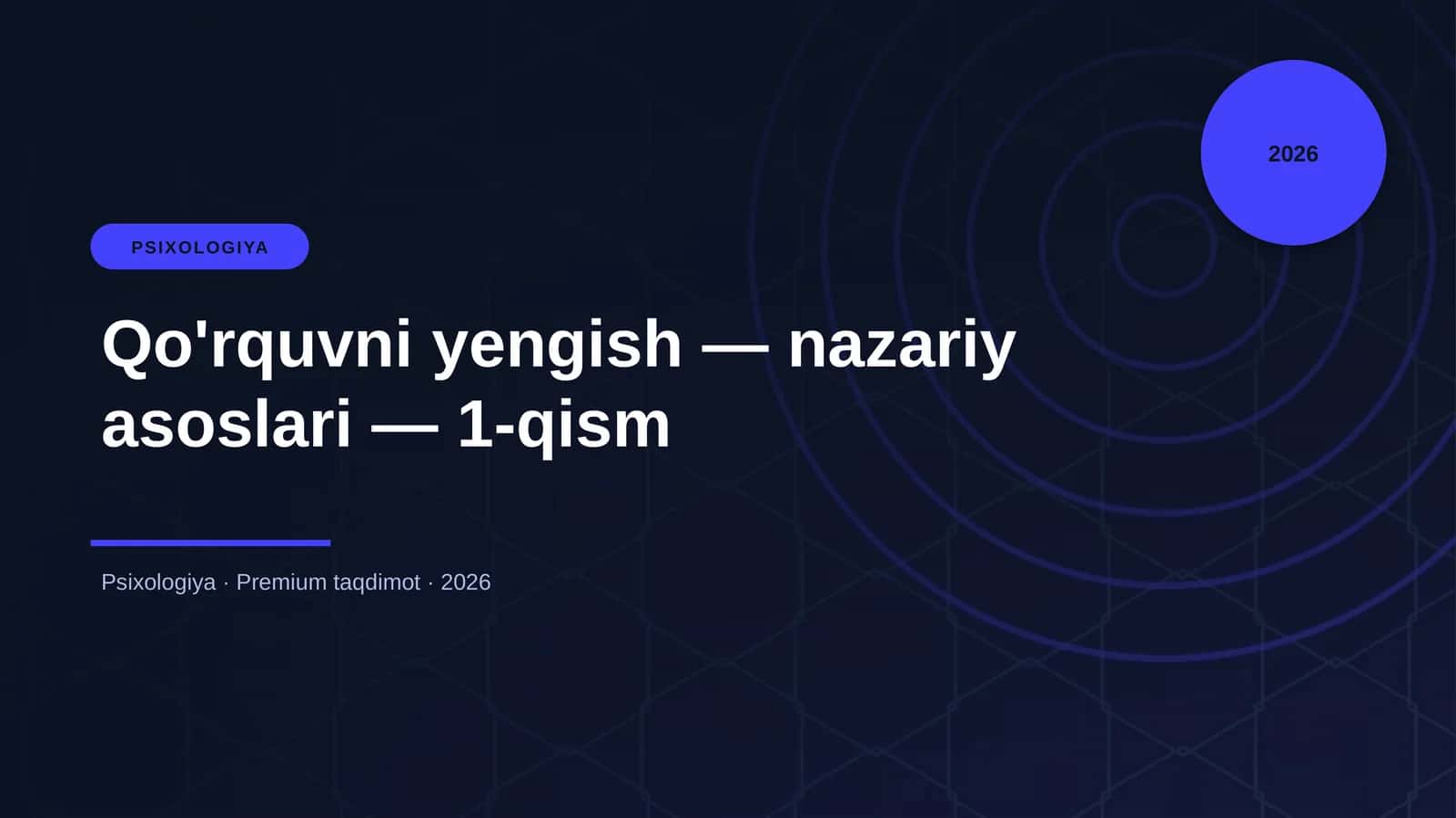 Qo'rquvni yengish — nazariy asoslari — 1-qism