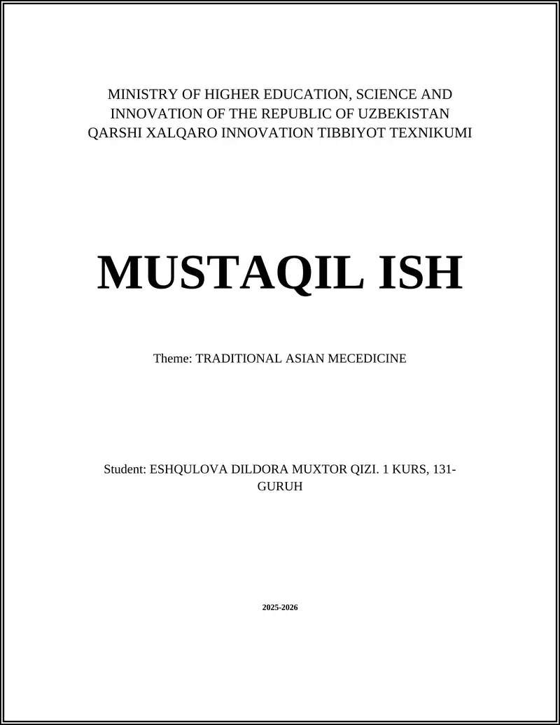 TRADITIONAL ASIAN MECEDICINE