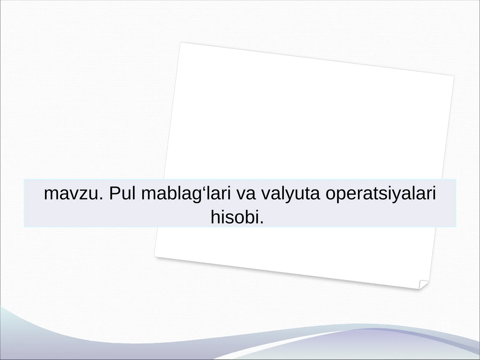 Pul mablag‘lari va valyuta operatsiyalari hisobi